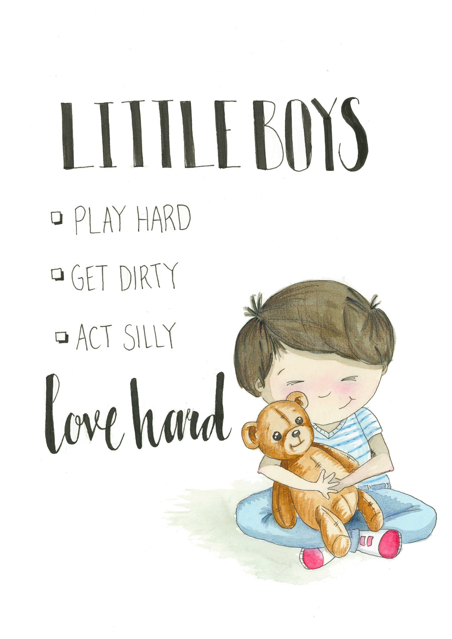 Little Boys | Watercolour Art Print I Unframed