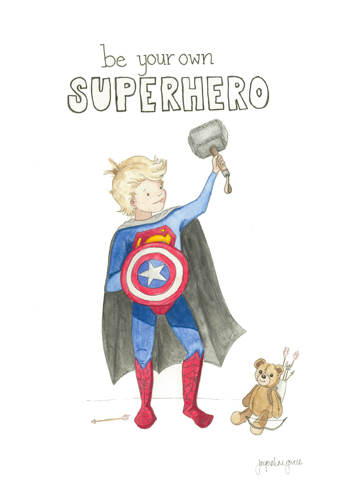 Superheroes | Watercolour Art Print I Unframed